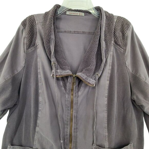 Wearables Women's Mixed Media Full Zip Up Casual Jacket Gray Size 2X - Picture 3 of 8